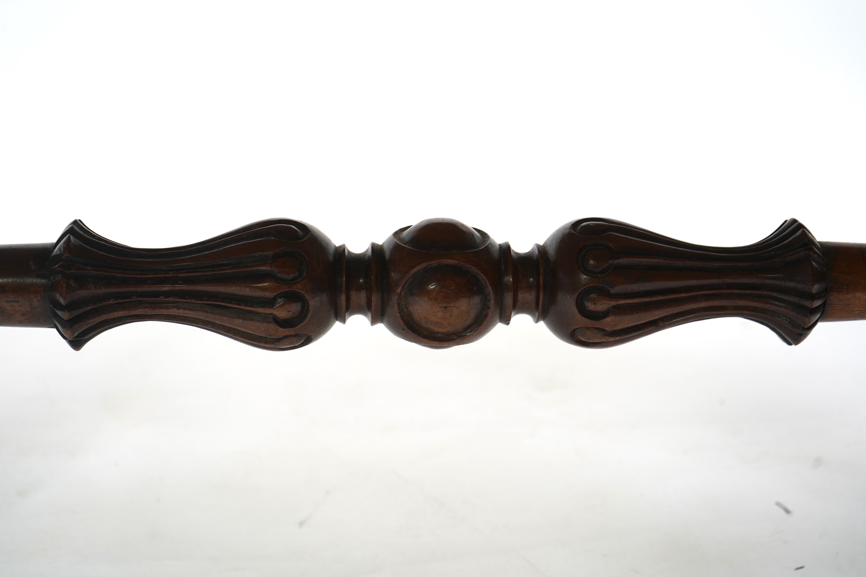 A Victorian faded rosewood rectangular X frame dressing stool